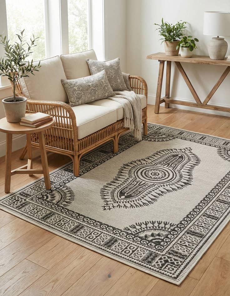 Detail image of 4' x 6'  Washable Traditional Indoor / Outdoor Rug