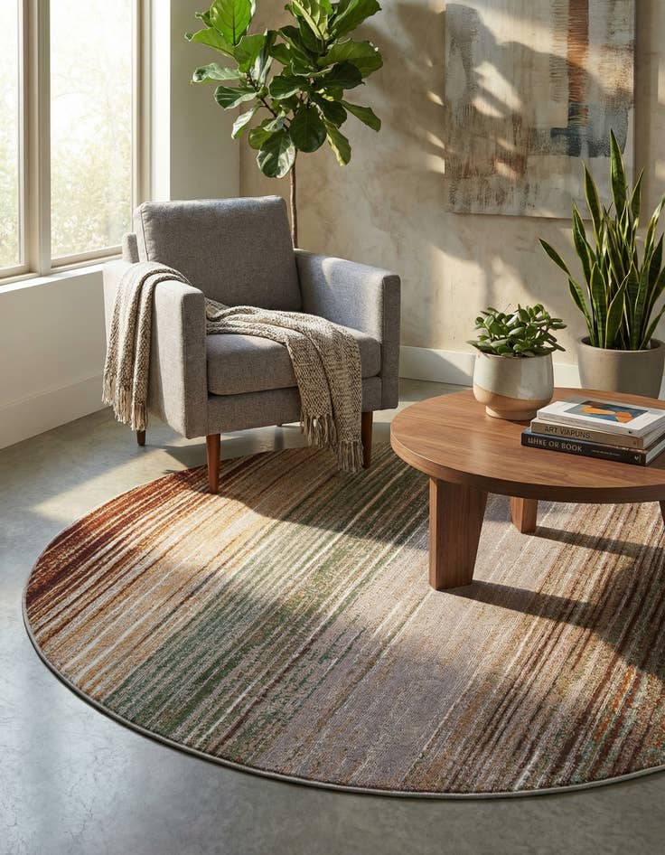 Detail image of  5' x 5'  Washable Modern Indoor / Outdoor Round Rug