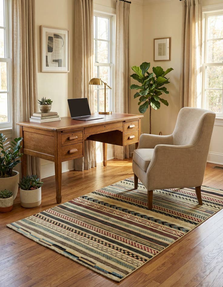 Detail image of 3' 1 x 4' 10  Hand Knotted Modern Ziegler Rug