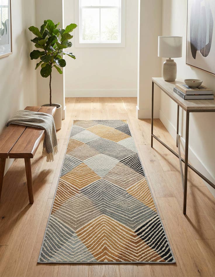 Detail image of 2' x 5' Easy-Clean Modern Indoor / Outdoor Runner Rug