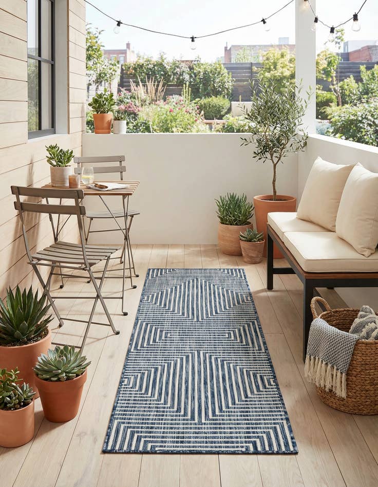 Detail image of 2' x 6' Easy-Clean Modern Indoor / Outdoor Runner Rug