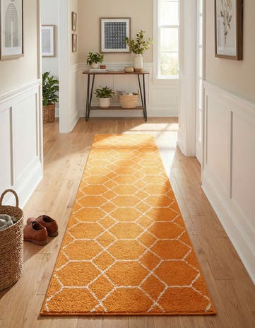 Orange Lattice Frieze Runner Rug