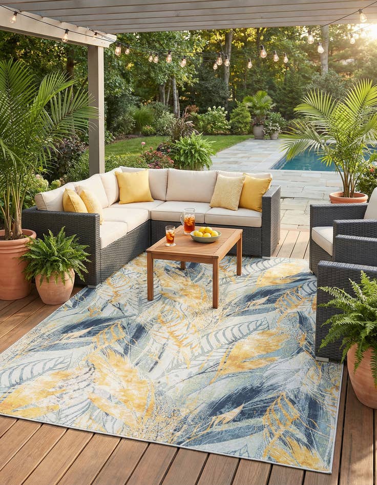 Detail image of 10' x 14' 2  Washable Botanical Indoor / Outdoor Rug