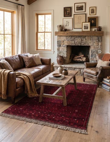 4' 3 x 6' 6 Hand Knotted Afghan Akhche Oriental Wool Rug
