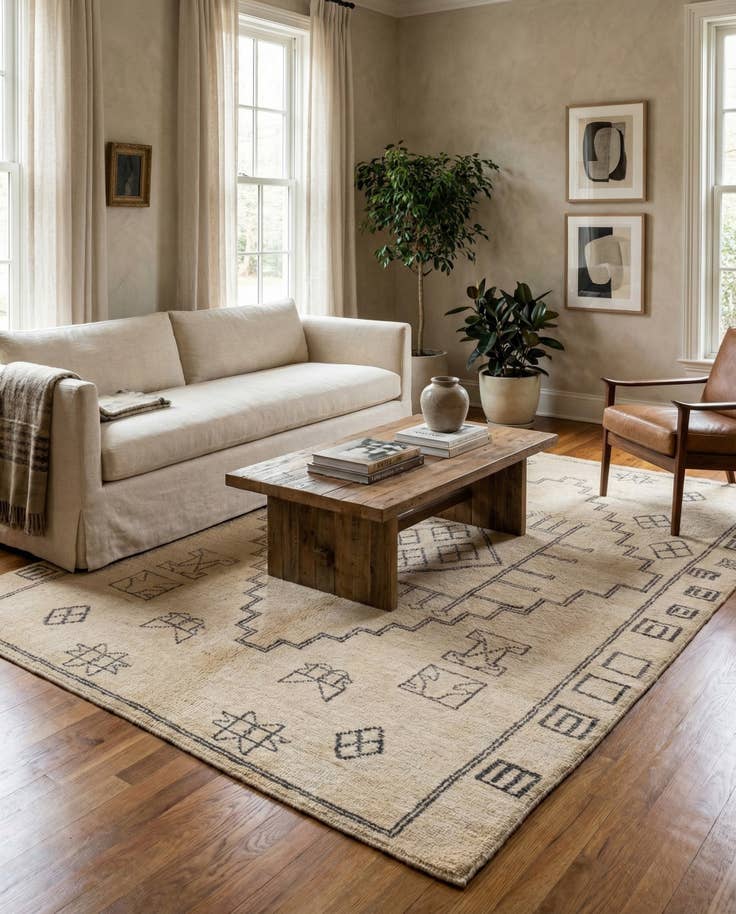 Detail image of 5' 8 x 7' 9 Hand Knotted Darya Wool Rug