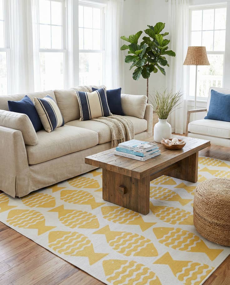 Detail image of 9' x 12' Easy-Clean Coastal Indoor / Outdoor Rug