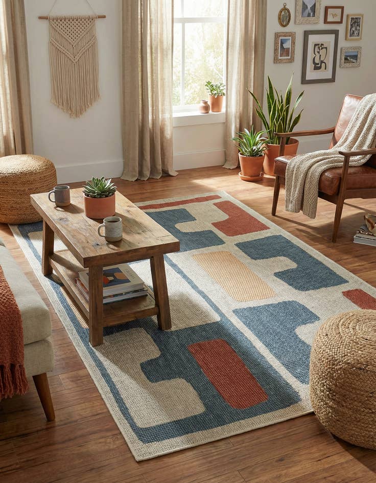 Detail image of 4' 1 x 6' 1  Washable Baja Indoor / Outdoor Rug