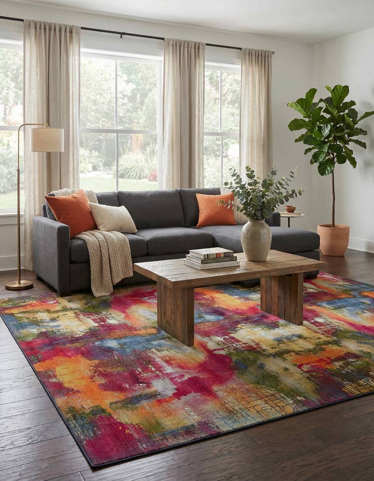 Detail image of 10' x 12' 2  Washable Modern Indoor / Outdoor Rug