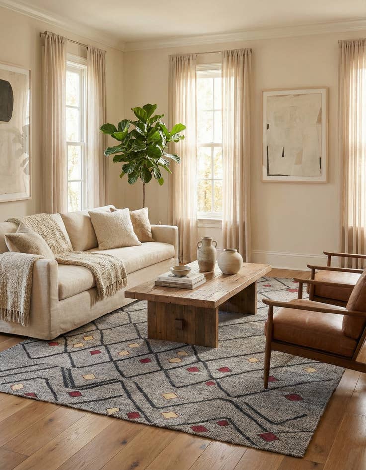 Detail image of 7' 1 x 9' 7  Hand Woven Kilim Modern Wool Rug