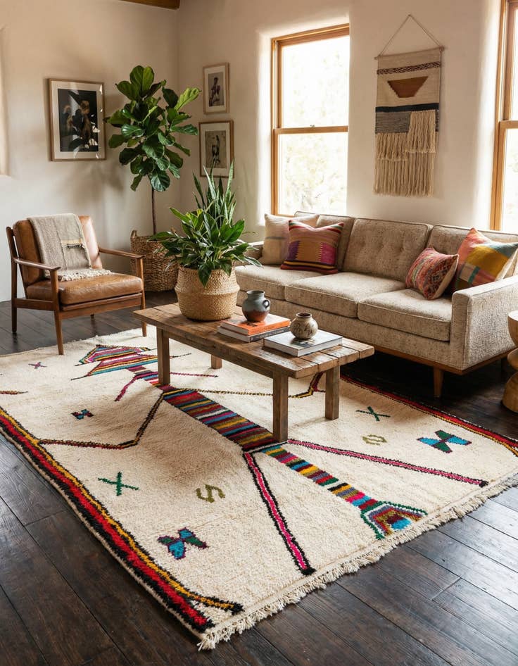 Detail image of 5' 2 x 8' 2  Hand Knotted Moroccan Wool Rug