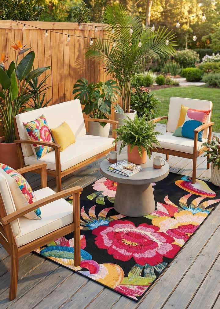 5' x 8' Easy-Clean Botanical Indoor / Outdoor Rug