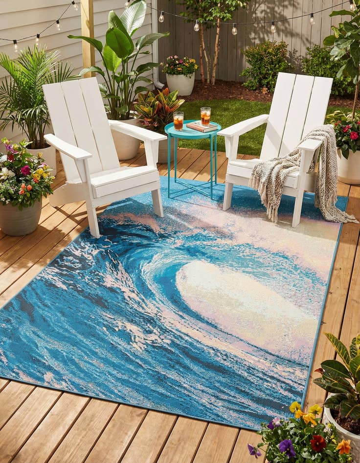 Detail image of 4' 1 x 6' 1  Washable Modern Indoor / Outdoor Rug