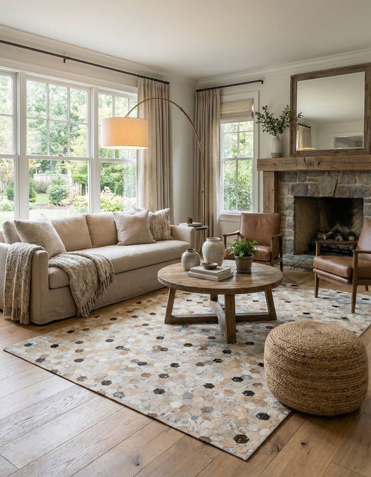 Detail image of 5' 3 x 7' 4 Cowhide Stocks Rug