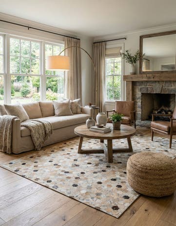 5' 3 x 7' 4 Cowhide Stocks Rug
