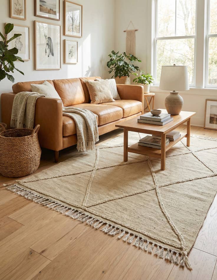 Detail image of  3' 7 x 5'  Hand Knotted Moroccan Wool Rug