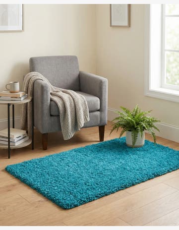 Turquoise Solid Shag Rug