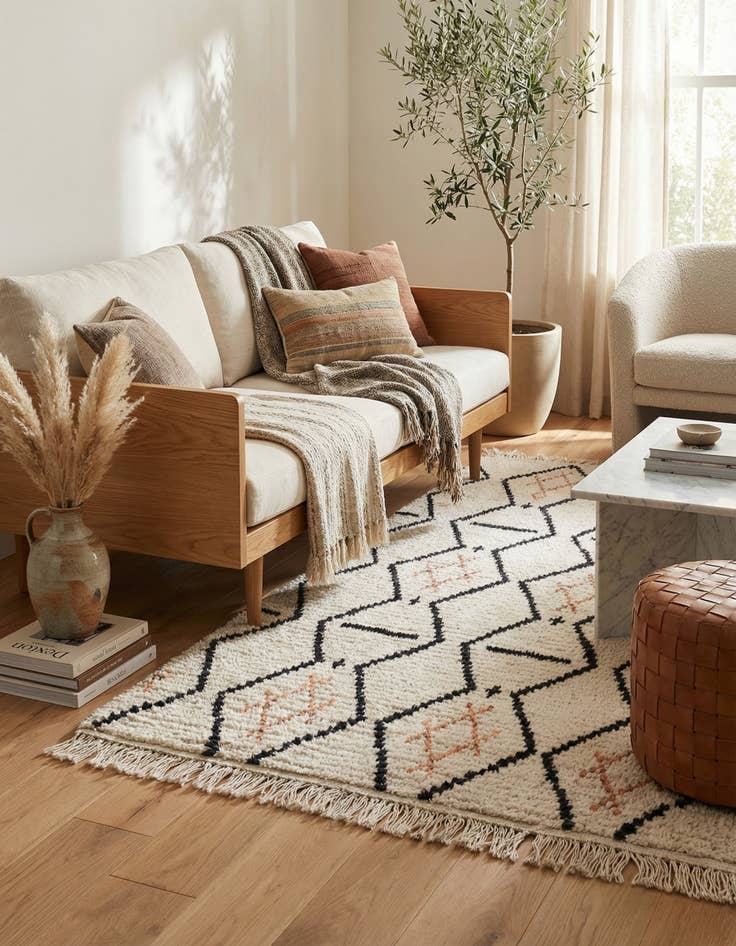 Detail image of 3' 2 x 5' 3  Hand Knotted Moroccan Wool Rug