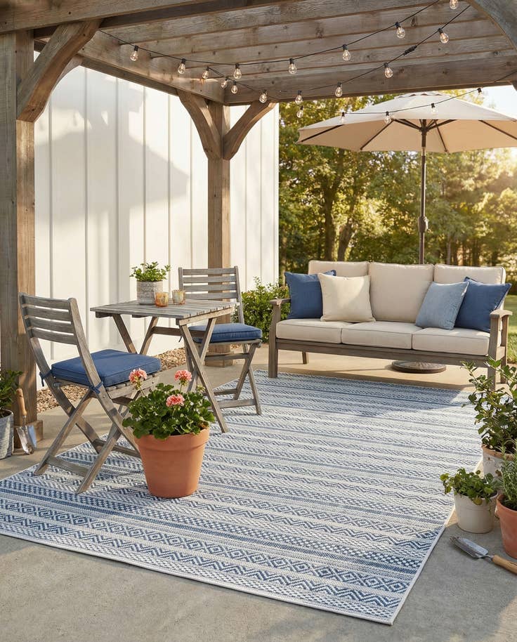 Detail image of 4' x 6' Easy-Clean Ribbon Indoor / Outdoor Rug