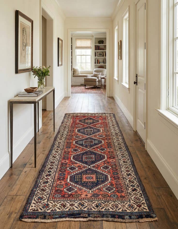 Detail image of  4' 4 x 9' 9  Hand Knotted Malayer Oriental Wool Runner Rug