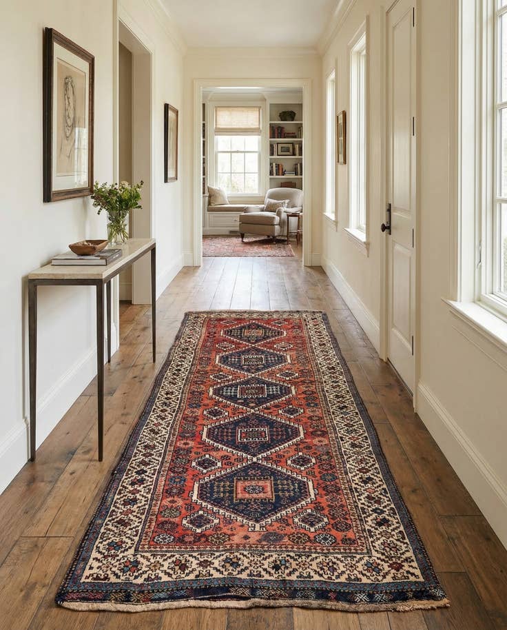 Detail image of 4' 4 x 9' 9 Hand Knotted Malayer Oriental Wool Runner Rug