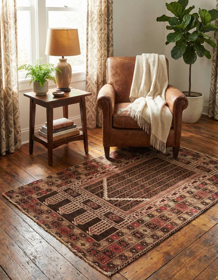 Detail image of 2' 10 x 4' 10  Hand Knotted Balouch Wool Rug