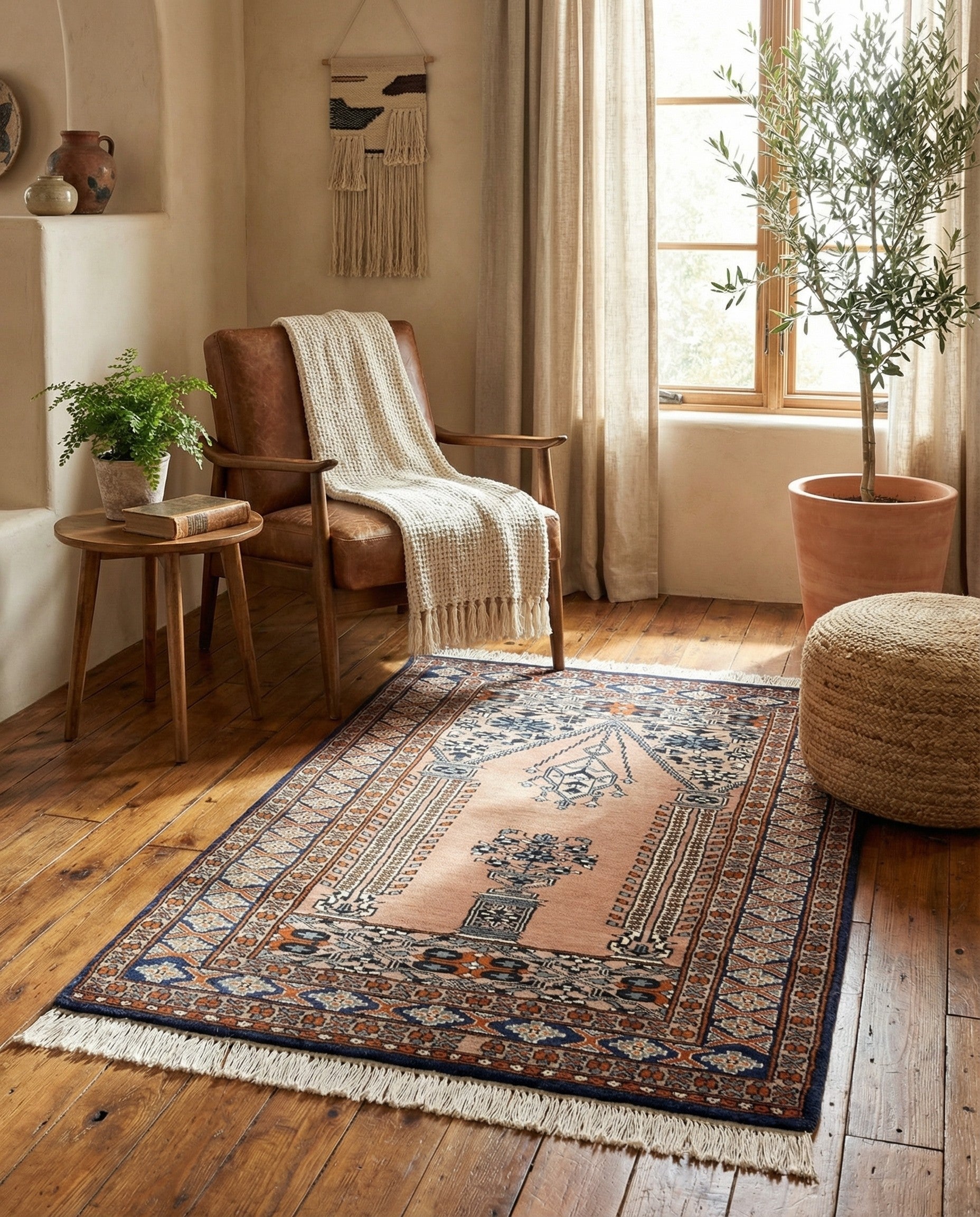  2' 7 x 4' 6  Hand Knotted Bokhara Oriental Wool Rug