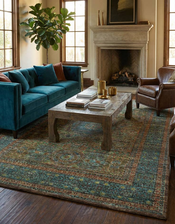 Detail image of 6' 11 x 9' 7  Hand Knotted Mamluk Ziegler Rug