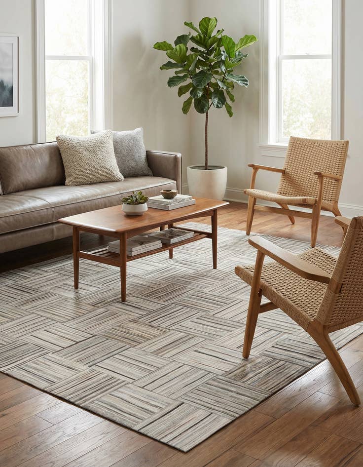 Detail image of 4' 11 x 8' 2 Cowhide Stocks Rug