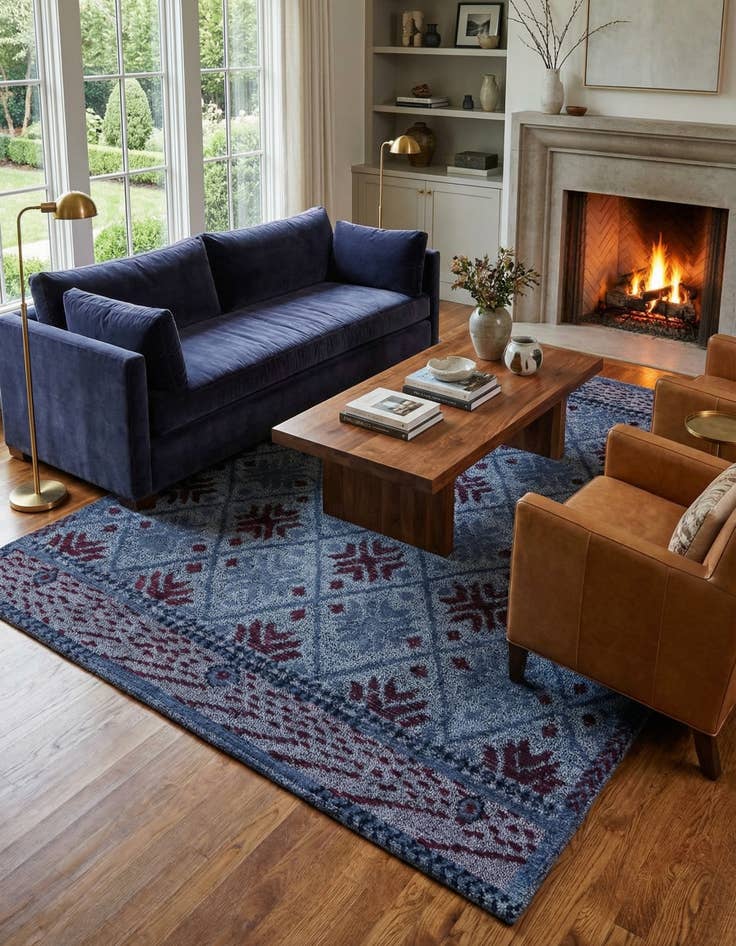 Detail image of 5' 10 x 8'  Hand Knotted Darya Wool Rug