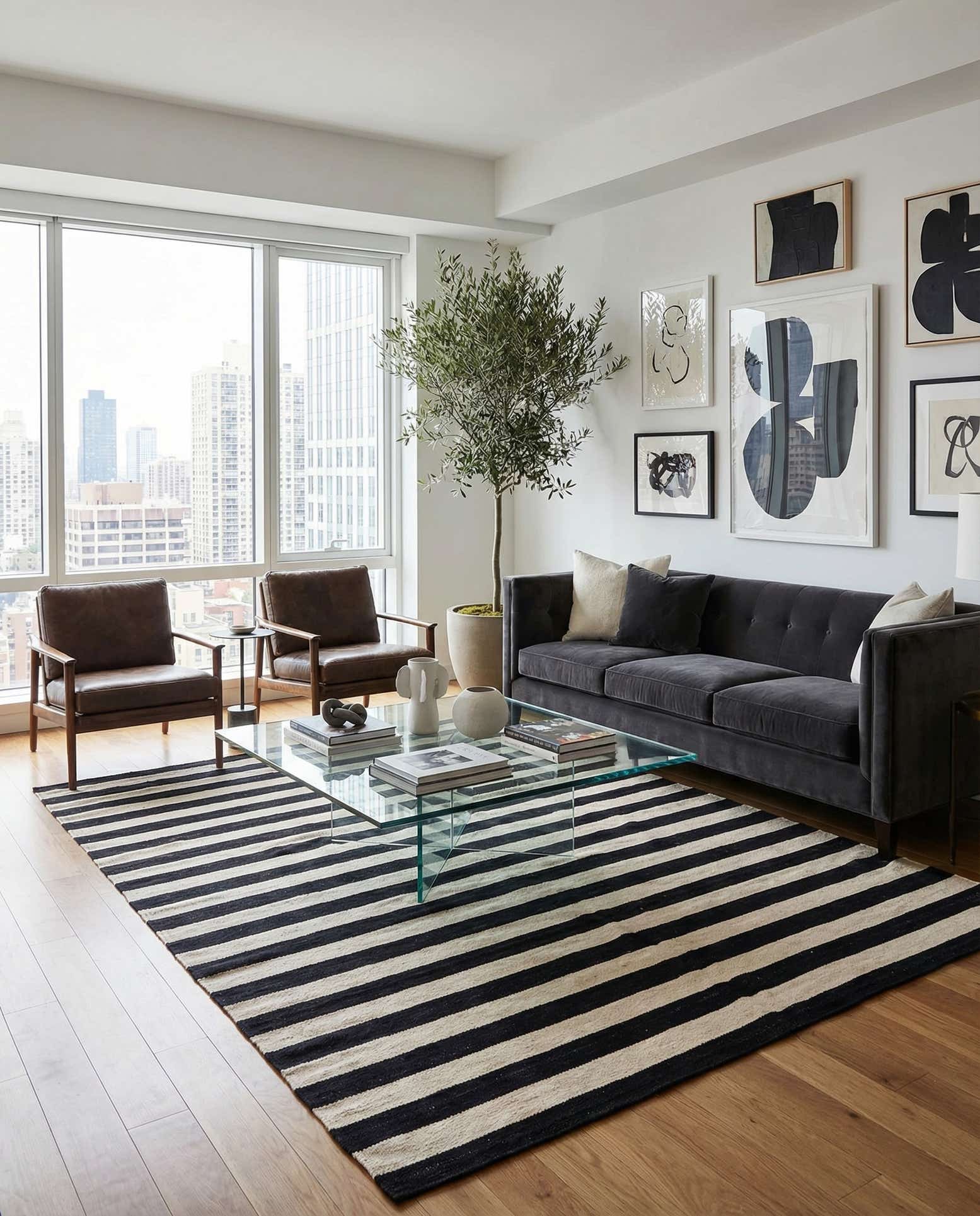 5' 7 x 8' Hand Woven Kilim Modern Wool Rug
