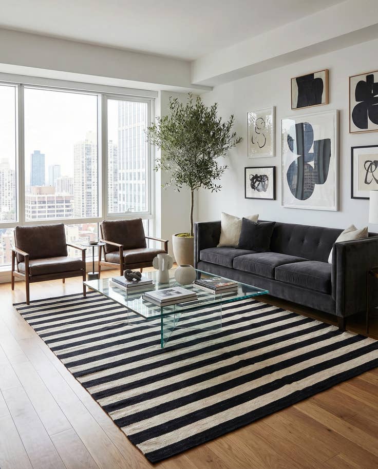 Detail image of 5' 7 x 8' Hand Woven Kilim Modern Wool Rug