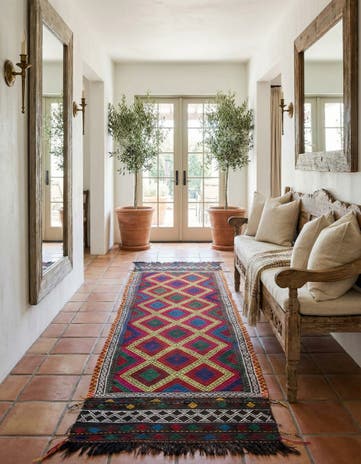 2' 5 x 9' 10 Hand Woven Kilim Fars Wool Runner Rug