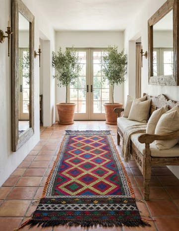 2' 5 x 9' 10 Hand Woven Kilim Fars Wool Runner Rug