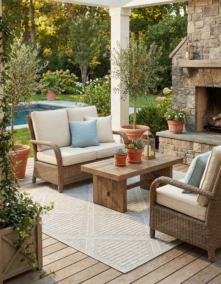 Detail image of 7' 10 x 7' 10 Easy-Clean Trellis Indoor / Outdoor Square Rug