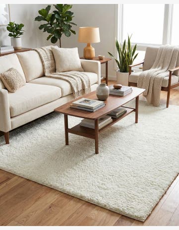 White Soft Solid Shag Rug