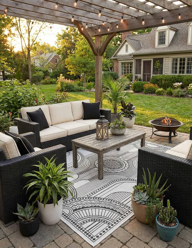 Detail image of 7' x 10'  Washable Traditional Indoor / Outdoor Rug