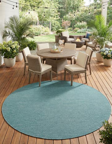 10' 8 x 10' 8 Easy-Clean Solid Indoor / Outdoor Round Rug