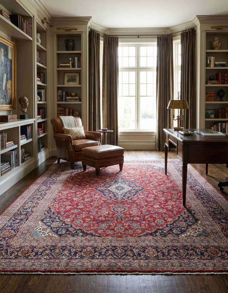 Detail image of 9' 9 x 12' 6  Hand Knotted Mashad Persian Wool Rug