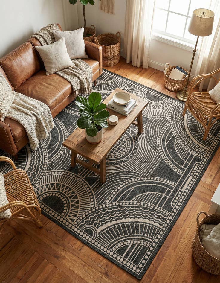 Detail image of  7' 10 x 7' 10  Washable Traditional Indoor / Outdoor Square Rug