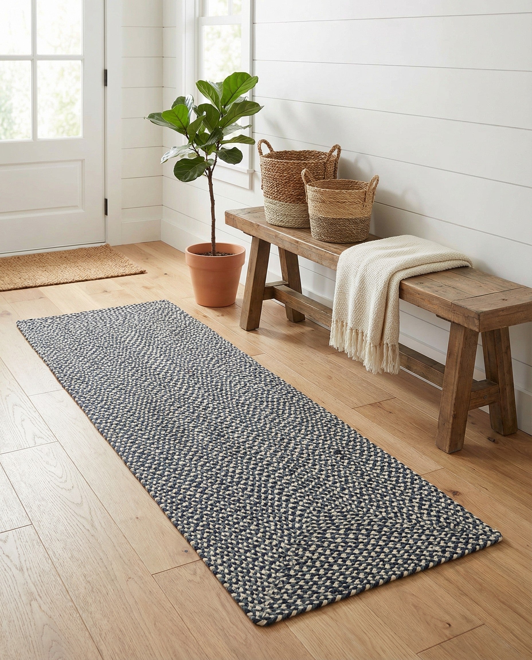  2' x 6' 1  Hand Tweed Braided Jute Runner Rug