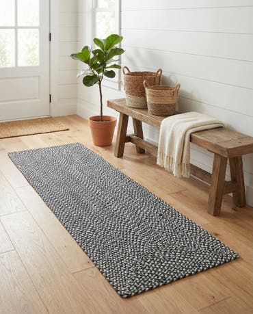  2' x 6' 1  Hand Tweed Braided Jute Runner Rug