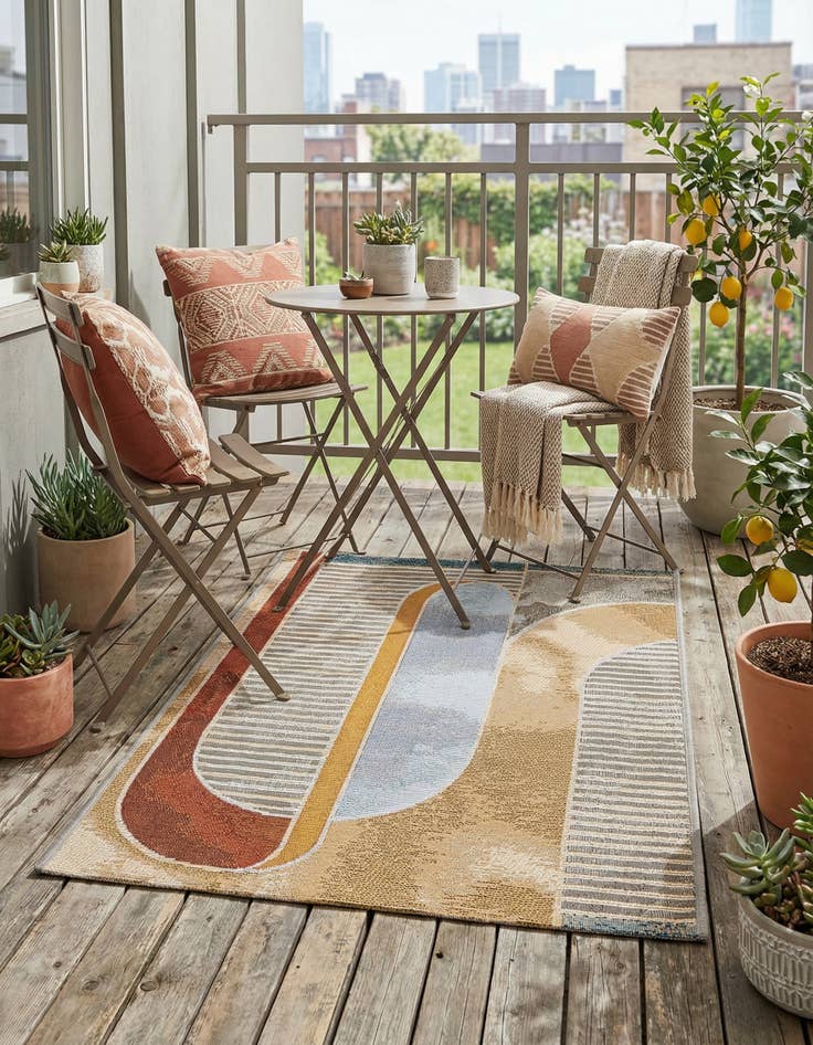 Detail image of 2' x 3' 1  Washable Modern Indoor / Outdoor Rug