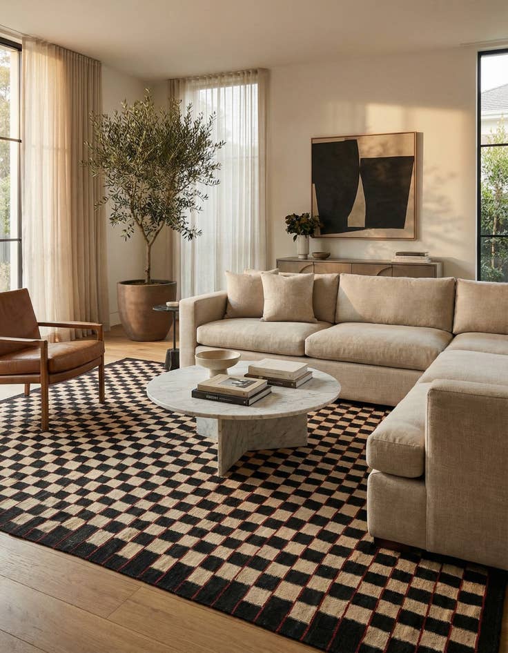 Detail image of 6' 9 x 9' 6 Hand Woven Kilim Modern Wool Rug