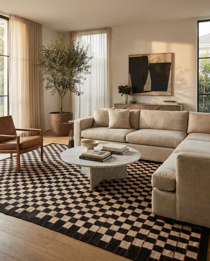 6' 9 x 9' 6 Hand Woven Kilim Modern Wool Rug