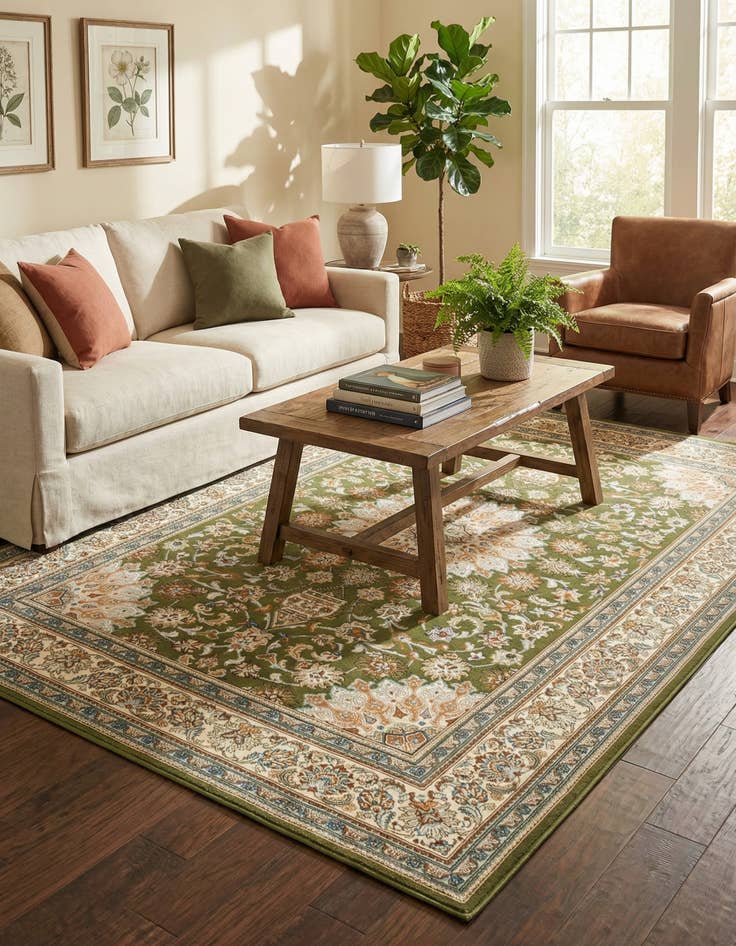 Detail image of 6' 1 x 9' Easy-Clean Traditional Indoor / Outdoor Rug