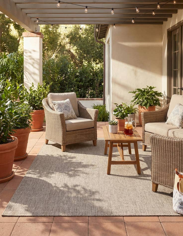 Detail image of 7' 10 x 7' 10 Easy-Clean Solid Indoor / Outdoor Square Rug