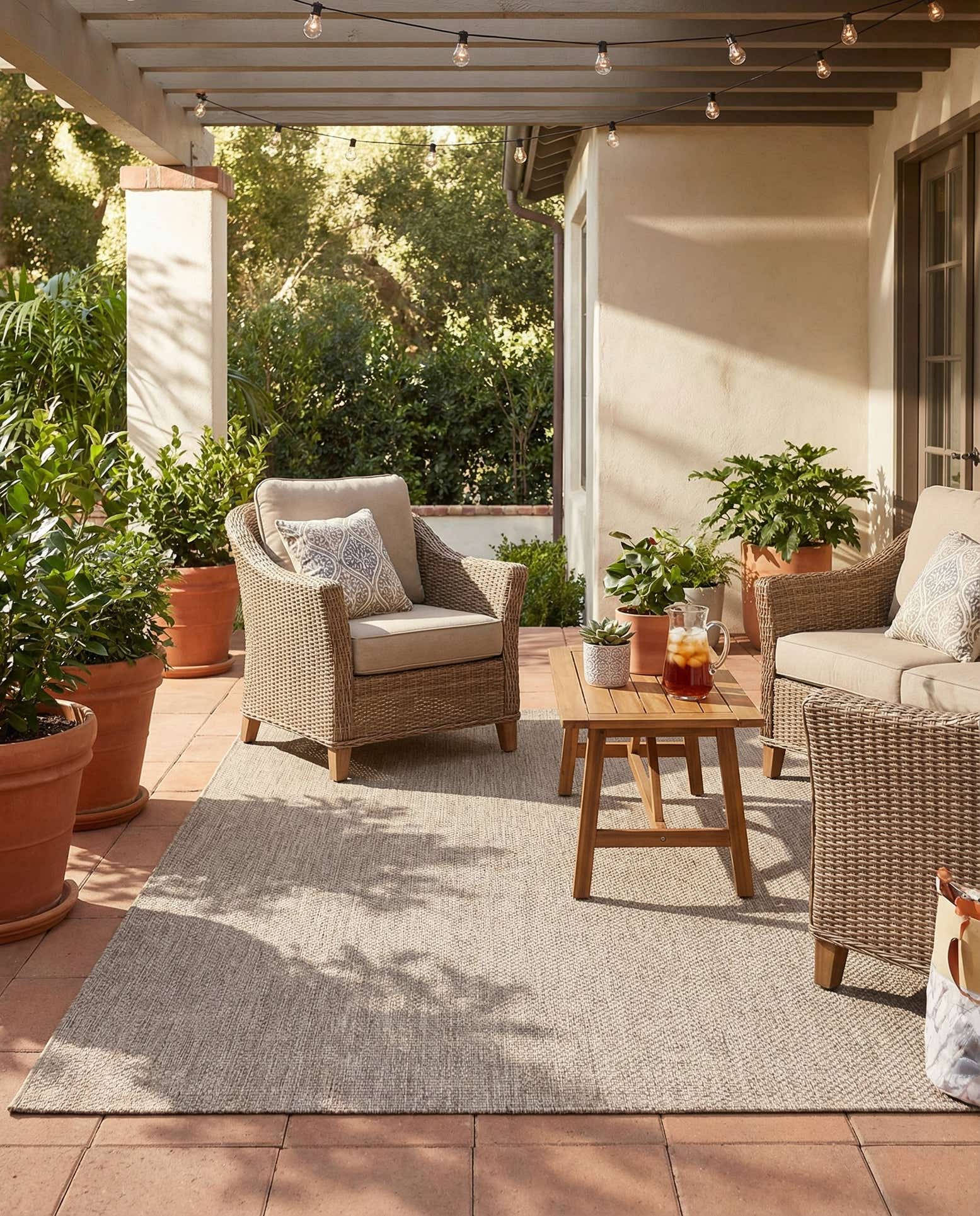7' 10 x 7' 10 Easy-Clean Solid Indoor / Outdoor Square Rug