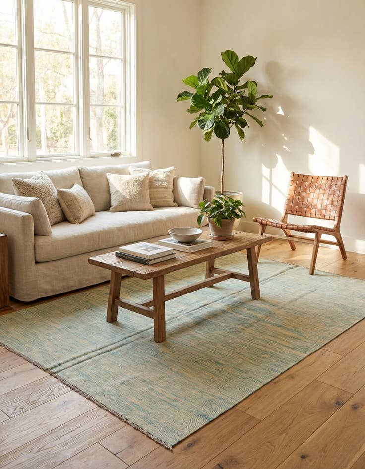 Detail image of 4' 10 x 6' 5 Hand Woven Kilim Modern Wool Rug