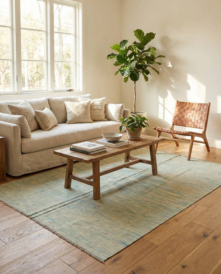 Detail image of 4' 10 x 6' 5 Hand Woven Kilim Modern Wool Rug