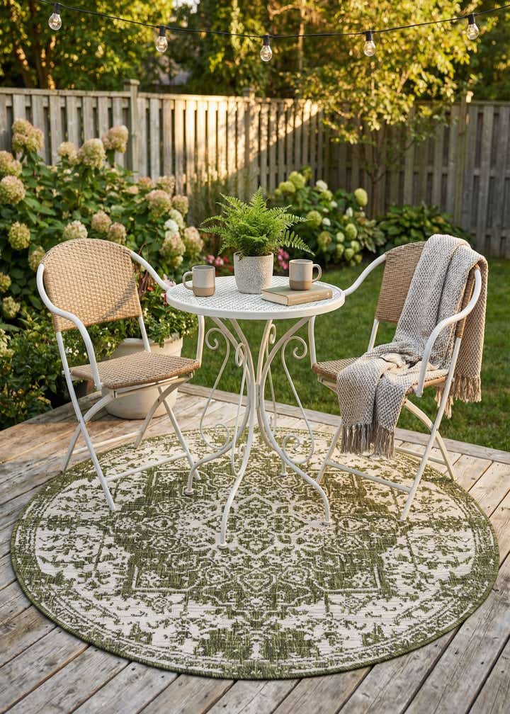 4' x 4' Easy-Clean Jill Zarin Dubai Indoor / Outdoor Round Rug